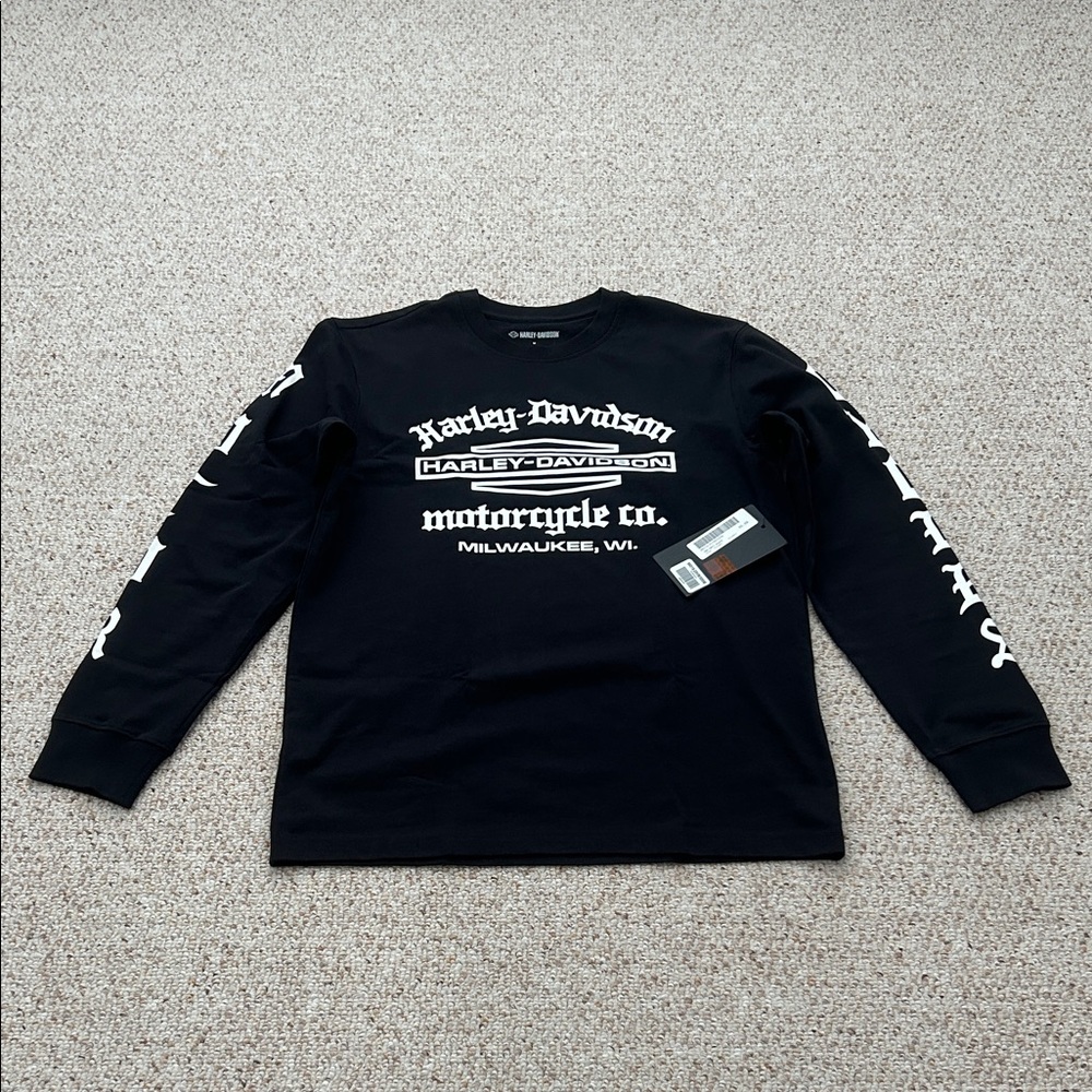 Harley-Davidson Black and White Graphic Long Sleeve Tee